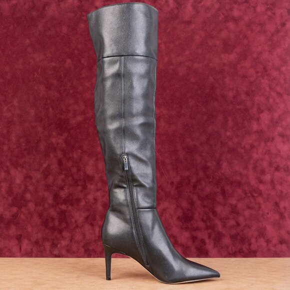 Nine West Women Gennes Black Vegan Leather Fashion Party Pointy OTK Boots sz 9.5 - Picture 11 of 11